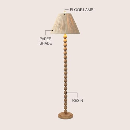 JONATHAN Y Wren Modern Rustic Bobbin Floor Lamp 61.5", Brown Wood Finish