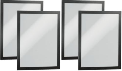 Durable Duraframe Self-Adhesive Magnetic Frame Black - Letter Size 8.5" x 11" - Document Frame For Internal Signage - Self-Adhesive Attachment - Pack of 4