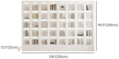 5-Layer Wood Barrister Bookcase with Multiple Drawers & Shelves Bookcase Bookshelf Integrated Home Living Room Study Cabinet Modern Display Cabinet Shelf White 126" L x 13" W x 91" H