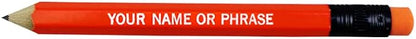 EZPENCILS & GIFTS - Golf Pencils Tipped with Eraser (1/2 a Pencil - Pew Pencils) - Neon Orange Colored Barrel - FREE-PERSONALIZATION - 2HB Black Lead - Custom Text - Non-Smear Eraser – Package of 90