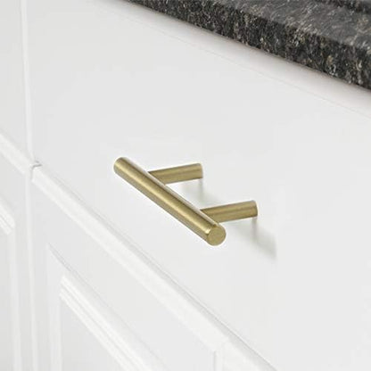 Amazon Basics Euro Bar Cabinet Pulls, Kitchen Drawer Handles, 5.38-inch Length, 3-inch Hole Center, 1/2-inch Diameter, Golden Champagne, 25-Pack