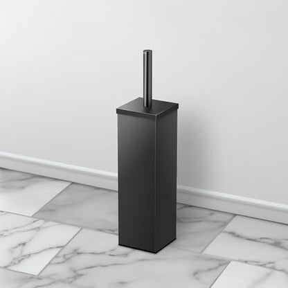 Gatco Small Bathroom Trash Can with Lid and Toilet Brush Set, Square 3 Gallon Stainless Steel Wastebasket, Under Sink, Matte Black, for Bathroom, Bedroom, Office (2972)