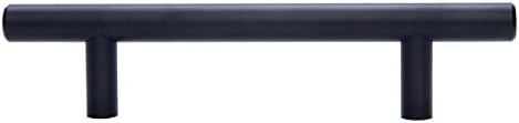 Amazon Basics Euro Bar Cabinet Handles, Drawer Pulls, 5.38-inch Length, 3-inch Hole Center, 1/2-inch Diameter, Matte Black, 10-Pack, AB1500-FB-10