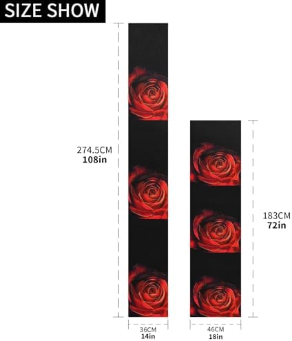 ALAZA Double-Sided Red Rose Flower on Black Table Runner 18x72 Inches Long,Table Cloth Runner for Wedding Birthday Party Kitchen Dining Home Everyday Decor