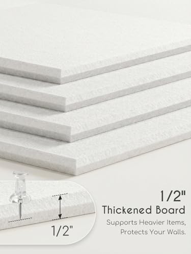 Thick Felt Pin Board Tiles 12 Pack, 11.8x11.8 Bulletin Board for Wall