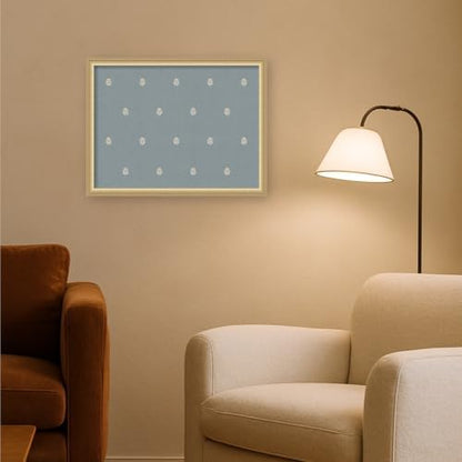 Kate and Laurel Framed Fabric Magnetic Board 26 x 20, Blue Botanical Block Print Printed Linen Casual Transitional Bulletin Board for Use as a Vision Board or Wall Organization, Florence Gold Frame