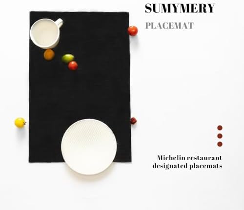 Placemats Set of 8 Vinyl/Plastic Woven Place Mats for Kitchen Table Indoor/Outdoor Washable Placemat Wipeable Dining Table Mats (Full Black,8)