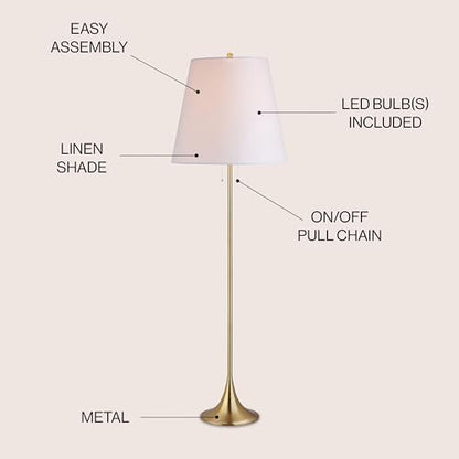 JONATHAN Y Amelia LED Floor Lamp 63" Modern Metal, Brass Gold