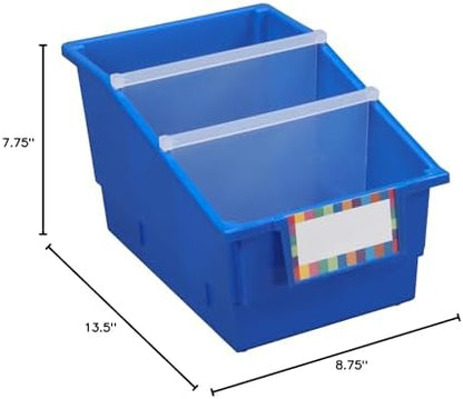 Really Good Stuff Blue Chapter Book Classroom Library Bins with Dividers