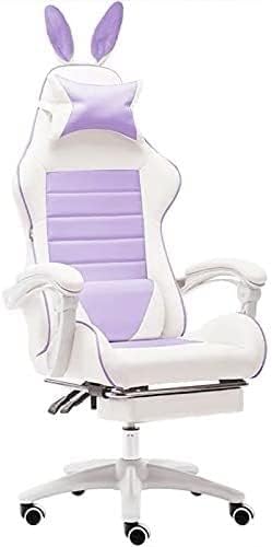 Office Chair Computer Gaming Chair Reclining Armchair Internet Cafe Gaming Chair with Footrest Office Furniture Pink Chair (Color: Blue with Footrest) (Color : Purple no footrest) (Purple With