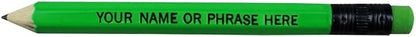 EZPENCILS & GIFTS - Golf Pencils Tipped with Eraser (1/2 a Pencil - Pew Pencils) - Neon Assorted Colored Barrel - FREE-PERSONALIZATION - 2HB Black Lead - Custom Text - Non-Smear Eraser – Package of 90