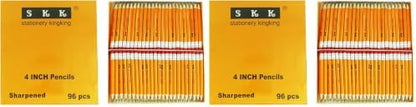 SKKSTATIONERY Half Pencils with Eraser Tops, 4 inch, 96/Box (Pack of 2)
