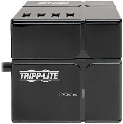 Tripp Lite 3 Outlet Surge Protector with USB, Detachable Wall Outlet Surge Protector, 6 USB Ports, 6 ft. Cord, 540 Joules, Black, TLP366CUBEUSBB