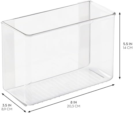 iDesign AFFIXX Plastic Wall Mount Organizer for Kitchen, Bathroom, Office, Bedroom, Garage, Craft Room, 3.5" x 8" x 5.5", Clear