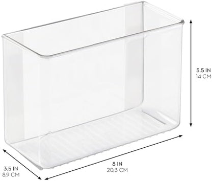 iDesign AFFIXX Plastic Wall Mount Organizer for Kitchen, Bathroom, Office, Bedroom, Garage, Craft Room, 3.5" x 8" x 5.5", Clear