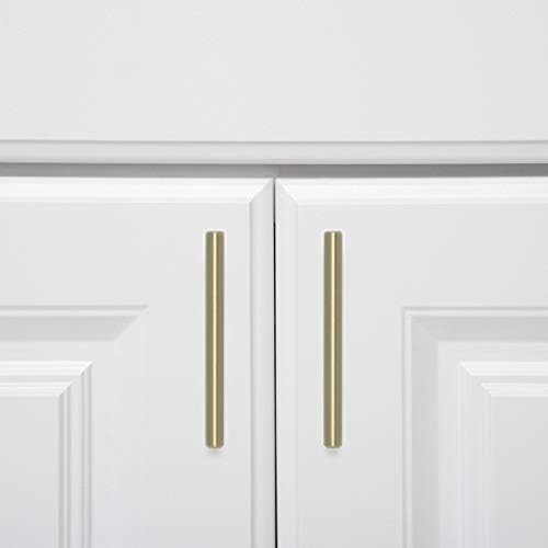 Amazon Basics Euro Bar Cabinet Pulls, Kitchen Drawer Handles, 5.38-inch Length, 3-inch Hole Center, 1/2-inch Diameter, Golden Champagne, 25-Pack