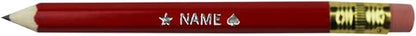 EZPENCILS & GIFTS - Golf Pencils Tipped with Eraser (1/2 a Pencil - Pew Pencils) - Red Colored Barrel - FREE-PERSONALIZATION - 2HB Black Lead - Custom Text - Non-Smear Eraser – Package of 50