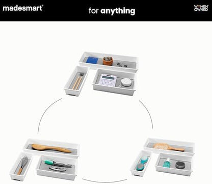 madesmart Classic 3 Bin Drawer Organizer Set, White