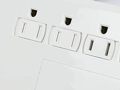 Monoprice Power & Surge - 12 Outlet Surge Protector Power Strip With 2 Built In 2.1A USB Charger Ports - 6 Feet - White | Cord UL Rated, 3,420 Joules With Grounded And Protected Light Indicator