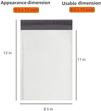 Amazon Basics Poly Bubble Mailer, 8.5" x 12" (Internal Size 8.25" x 11"), Self-Seal, 100-Pack, White/Grey
