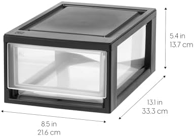 IRIS USA 8-Pack, 6 Qt. Small Stacking Drawer Storage Organizer, Black