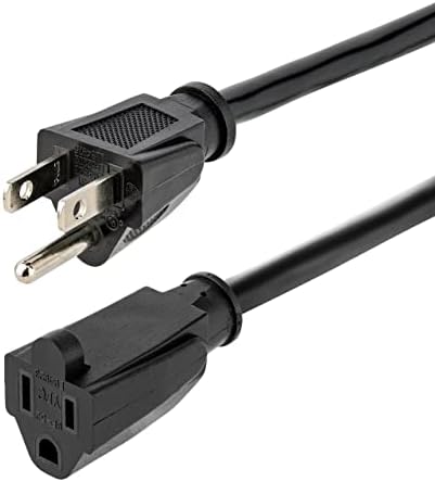 StarTech 10ft Heavy Duty Extension Cord, 15A 125V, Black (PAC1011410)