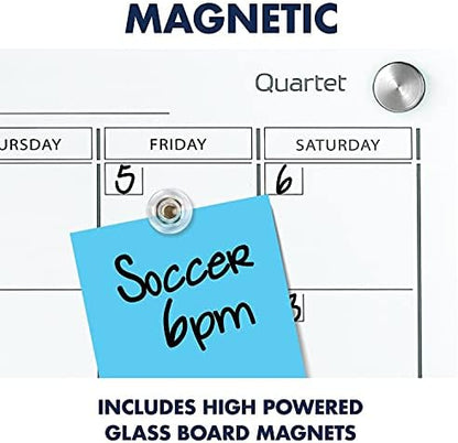 Quartet Dry Erase White Board 48"W x 36"H Glass Calendar, Magnetic Planning Board, White (GC2418F)
