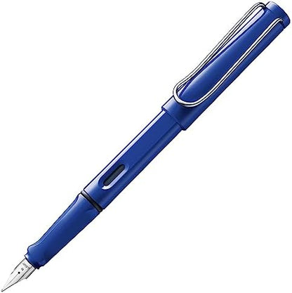 LAMY safari blue - Fountain Pen with ergonomic grip & polished Left-Handed steel nib (LH) in size M - ideal for any Writing & Calligraphy - including LAMY T 10 blue cartridge