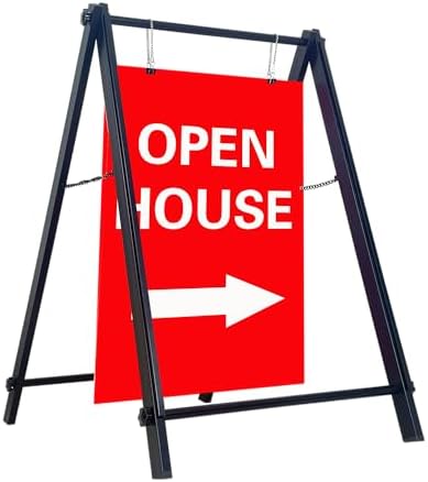 24”x36" Premium Heavy-Duty A-Frame Sign Stand – Holds 2 Insert Boards + 1 Hanging Sign | Weatherproof Sidewalk Sign Holder for Business, Real Estate, Restaurants & Events (STAND ONLY) (2)