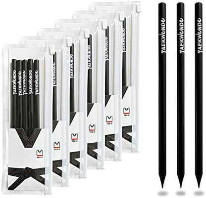 TAE-S Taekwondo Gift Pencils HB with Eraser & PVC Case, Black (30 Count)