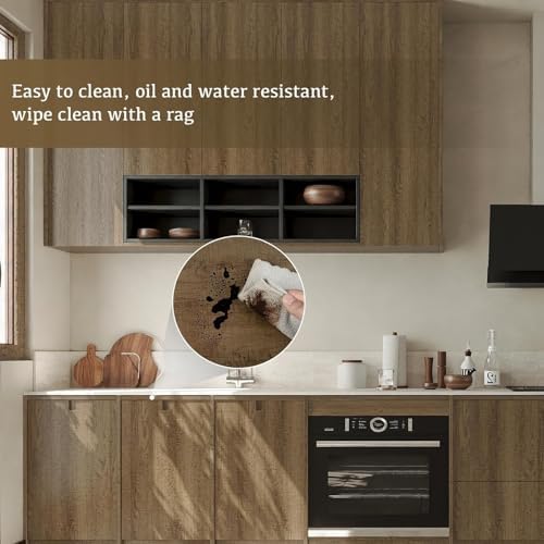 Wood Contact Paper, Walnut Wood Peel and Stick Wallpaper for Cabinets Textured, Self Adhesive Waterproof Wood Grain Wall Paper Easy to Clean for Furniture Countertops Drawer Shelf Liner 15.7"×472.4"