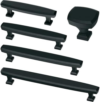 Franklin Brass 10 Pack Matte Black Cabinet Handles 5-1/16 inch (128mm) Kitchen Cabinet Handles and Drawer Pulls for Cupboards and Dressers |Beveled