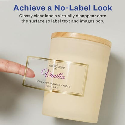 Avery Printable Glossy Clear Labels, 2" x 4" Rectangle Labels, Clear, Metallic Gold Border, Permanent Adhesive, Laser/Inkjet Printable, 60 Total (6552)