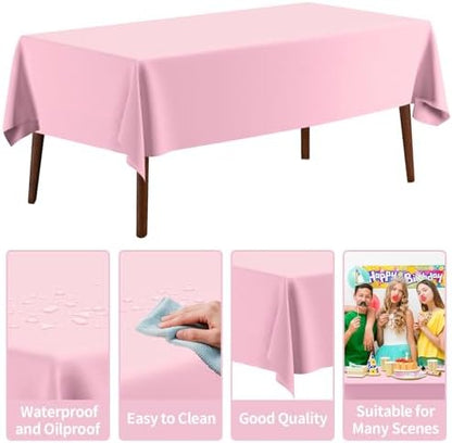 CXPSINC 54 Inch X 300 Feet Plastic Table Cover Roll Disposable Tablecloth with Slide Cutter for All Type/Shape Tables | Party, Banquet, Birthdays, Weddings(Pink, 300 Feet)