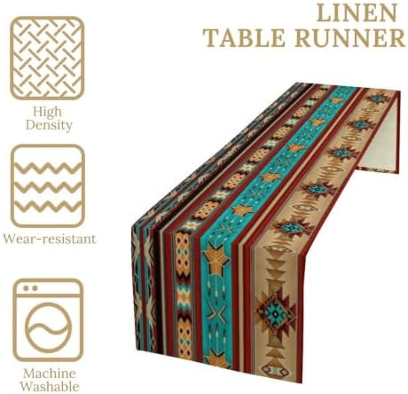 Aztec Table Runner,Ethnic Style Design Geometric Table Runners Dresser Scarves Table Setting Decor for Garden Farmhouse Wedding Party Holiday Dinner Home 13x70 Inch