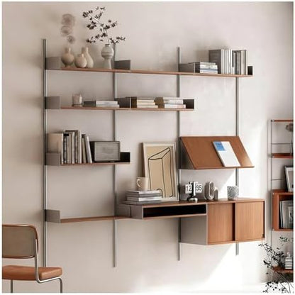 Rygcrud DIY Home Office Bookcase, 4 Tier Shelves with Storage Cabinet, Wall Mount Open Display Closet System for Book Clothing Organizer(200x180cm)