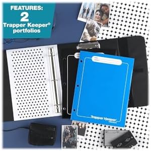 Mead Trapper Keeper Binder, Retro Design, 1 Inch Binder with Folders and Pockets, Holds 8-1/2" x 11" Paper, Shapes (260038CQ1-ECM)