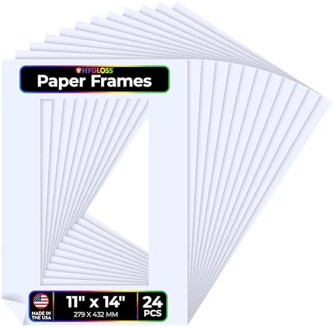 Hygloss 24 Pack Paper Picture Frames, White cardstock Photo Frame 11x14-Inch, Papers Frames to Decorate for Wedding Birthday DIY Classroom Crafts and Decorations