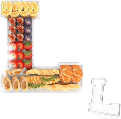 13.8" Acrylic Letter Charcuterie Tray,Fillable Alphabet Box (Letter L)