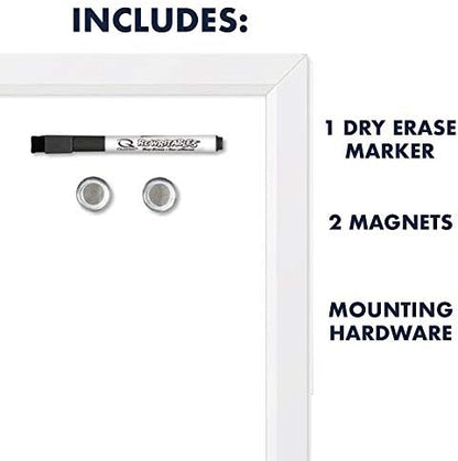 Quartet Magnetic Whiteboard, 17" x 23" Small White Board for Wall, Dry Erase Board for Kids, Perfect for Home Office & Home School Supplies, Dry Erase Marker, Magnets, White Frame (MDW1723W-AZS)
