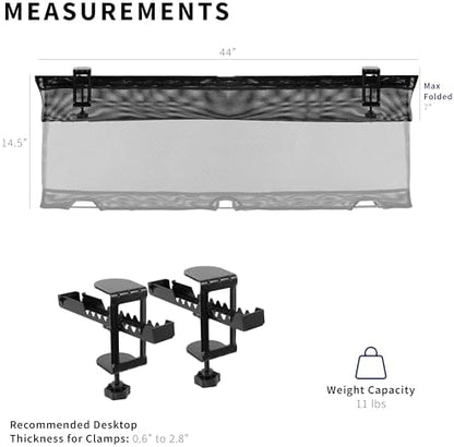 VIVO No Drill Clamp-on 44 inch Mesh Net Under Desk Cable Management Wire Organizer, Adjustable Home Office Standing Desk Cord Storage Sleeve, Black, DESK-AC44MH