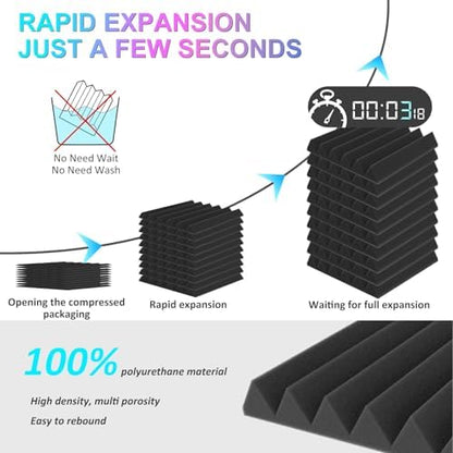 JBER 24 Pack Acoustic Panels, Studio Foam Wedges Soundproof Wall Panels
