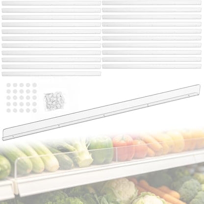 Nalwort 22 Pcs Retail Gondola Shelving Front Fence, Clear PET Shelf Fence with 1/4" Holes and Screws, Front Lips Barrier for Retail Store Display Rack, 3" H x 36" L