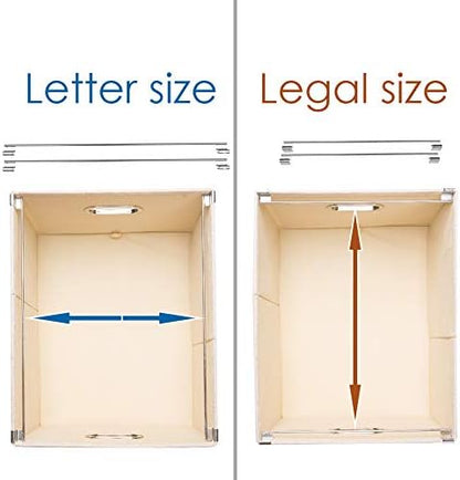 PRANDOM File Organizer Box - Set of 2 Collapsible Decorative Linen Filing Storage Hanging File Folders with Lids Office Cabinet Letter/Legal Size Light Grey (17x14x11.2 inch)