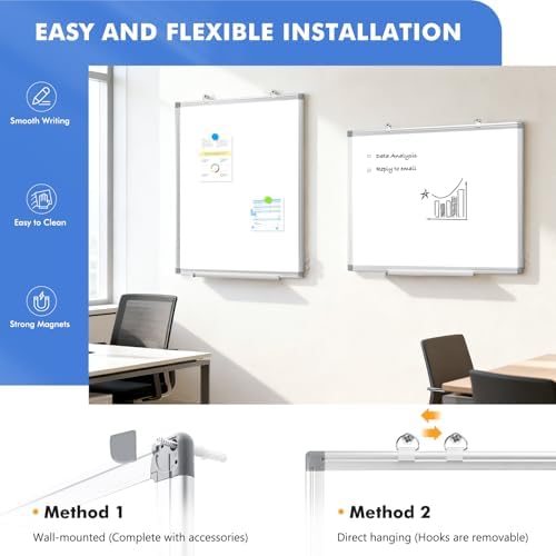 Double-Sided White Board Dry Erase Magnetic Whiteboard Wall 18x12 Silver