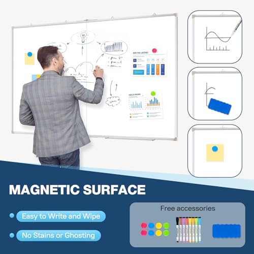 Double-Sided White Board Dry Erase Magnetic Whiteboard Wall 60x36 Foldable