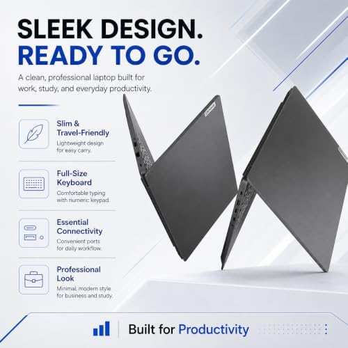 Lenovo 2026 V15 Slim Laptop | 15.6" Anti-Glare FHD Display | Intel Powerful Quad-Core Processor | 8GB DDR5 RAM | 512GB SSD | Wi-Fi 6 | RJ45 Ethernet | Long Battery Life | Win 11 Pro | MS 365 Web