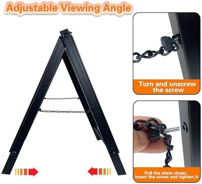 24”x36" Premium Heavy-Duty A-Frame Sign Stand – Holds 2 Insert Boards + 1 Hanging Sign | Weatherproof Sidewalk Sign Holder for Business, Real Estate, Restaurants & Events (STAND ONLY) (2)
