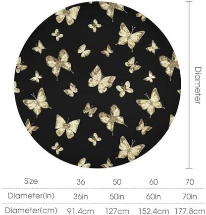 Golden Butterfly Tablecloth, Vintage Luxury Yellow Golden Butterflies Print Table Cloth for Kitchen Dining Coffee Table Outdoor Party Decor, 70x70in