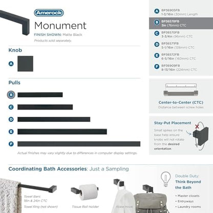 Amerock 3" Monument Matte Black Drawer Pull